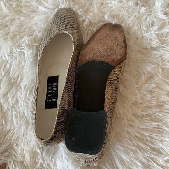 Stuart Weitzman Shoes Women’s‎ Size 6B Leather Snakeskin Print Block Heel - Picture 6 of 6